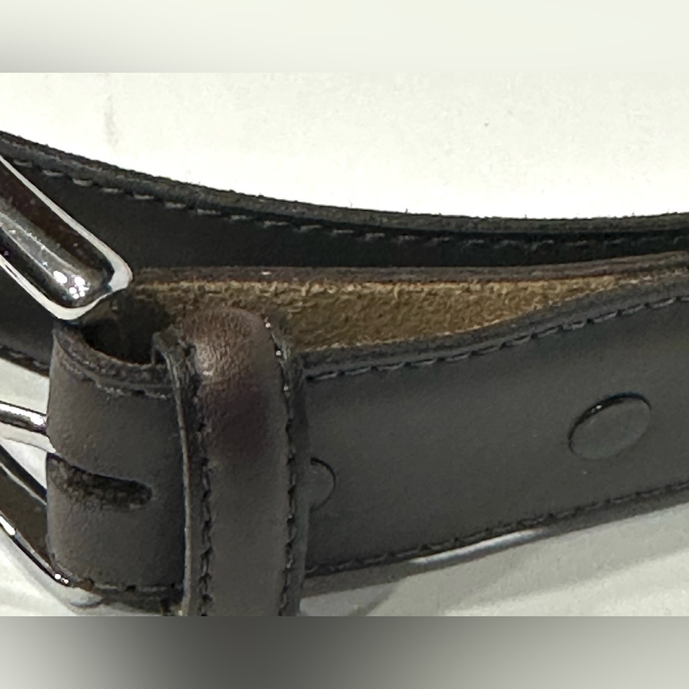 Lands' End Dark Brown Leather Dress Belt Made in Canada Men's Size 32 (80cm) - Picture 5 of 9